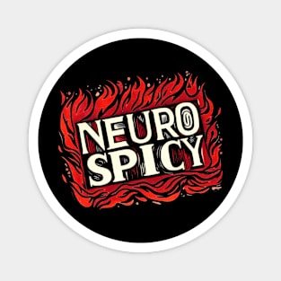 Flaming Hot Neuro Spicy Linocut Design Magnet